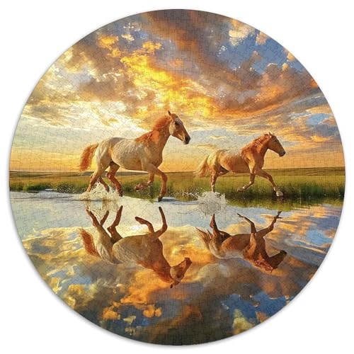 PferdPuzzles 1000 Teile Für Erwachsene Rund SonnenuntergangKreatives Herausforderndes Spielzeug-Geschenk1000pcs (67.5x67.5cm) von TDSNKAVHB