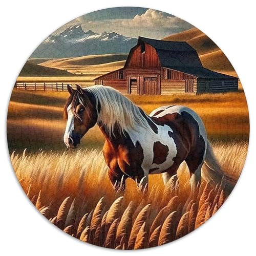 PferdPuzzles 1000 Teile Für Erwachsene Und Kinder Rund LandschaftKreatives Herausforderndes Spielzeug-Geschenk1000pcs (67.5x67.5cm) von TDSNKAVHB