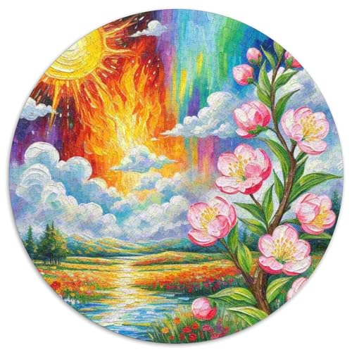 PfirsichblüteJigsaw Puzzle 1000 Piece for Adults Kids Round NaturlandschaftCreative Challenge Family Decorations1000pcs (67.5x67.5cm) von TDSNKAVHB