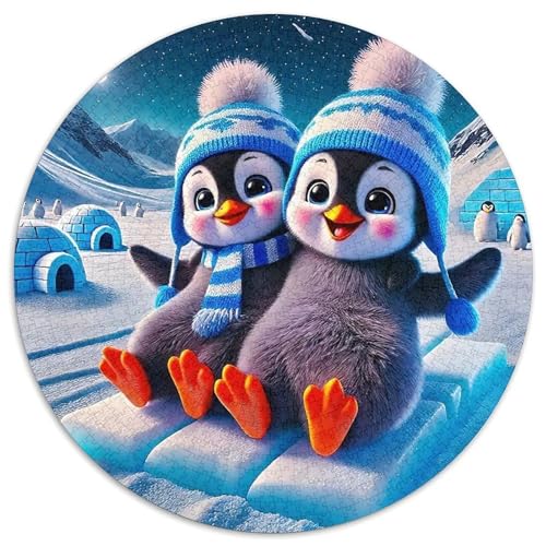 PinguinPuzzle 1000 Teile Für Erwachsene Und Kinder Rund SkifahrenKreatives Herausforderndes Spielzeug-Geschenk1000pcs (67.5x67.5cm) von TDSNKAVHB