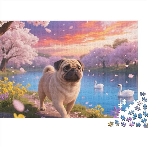 Pug A Jigsaw Puzzle 1000 Pieces Challenge Spielzeug niedlich Haustier Erwachsene Und Kinder Educational Gaming Puzzle Game Unique Gift1000pcs (75x50cm) von TDSNKAVHB