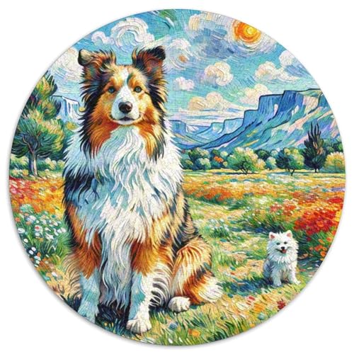 Rauer CollieJigsaw Puzzle 1000 Piece for Adults Round niedlich HaustiersCreative Challenge Family Decorations1000pcs (67.5x67.5cm) von TDSNKAVHB
