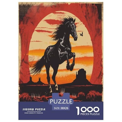 Retro Pferd Puzzle 1000 Teile Schwer Puzzle Spielzeug Lernspiel Impossible Herausforderung Spielzeug Für Erwachsene Kinder 38x26cm/1000pcs von TDSNKAVHB