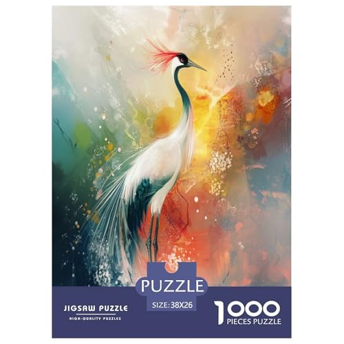 Rot-Crowned Crane Puzzle 1000-teilige Schwer Puzzle Spielzeug Lernspiel Impossible Herausforderungsspielzeug Für Erwachsene Und Kinder Ab 12 Jahren 38x26cm/1000pcs von TDSNKAVHB