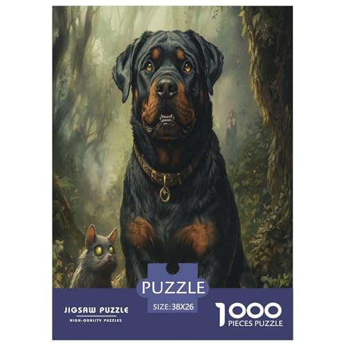 Rottweiler Puzzles 1000 Teile Schwer Puzzle Spielzeug Pädagogisches Spiel Impossible Herausforderung Spielzeug Für Erwachsene Kinder 38x26cm/1000pcs von TDSNKAVHB