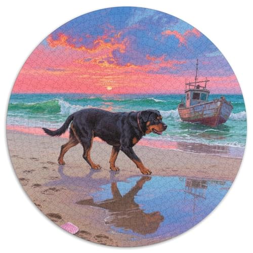 RottweilerJigsaw Puzzle 1000 Pieces for Adults Kids Round Süße HaustiereCreative Challenge Toys Gift1000pcs (67.5x67.5cm) von TDSNKAVHB