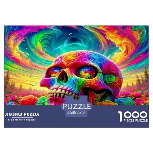 Schädel1000-teilige Puzzles Für Erwachsene Familienspiel HalloweenHerausfordernde Home Decors Tolle Geschenkidee38x26cm/1000pcs von TDSNKAVHB