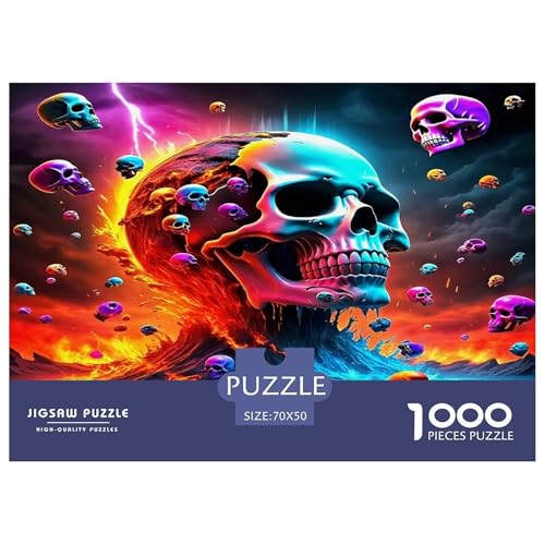 Schädel1000-teilige Puzzles Für Erwachsene Und Kinder Bildungsspiele HalloweenSpaßig Und Herausfordernde Home Decors Tolle Geschenkidee70x50cm/1000pcs von TDSNKAVHB