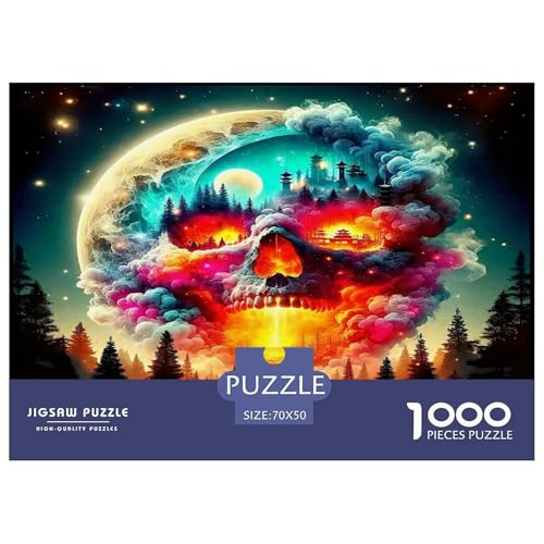 Schädel1000-teiliges Puzzle Für Erwachsene Und Kinder Bildungsspiele Halloween DekorationenSpaßig Und Herausfordernd Für Home Decoration Tolle Geschenkidee70x50cm/1000pcs von TDSNKAVHB