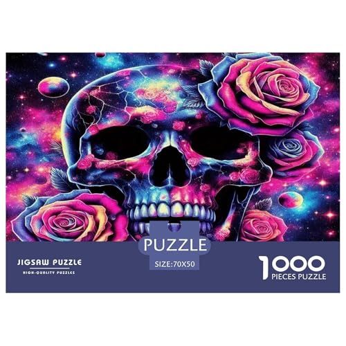 Schädel1000-teiliges Puzzle Für Erwachsene Und Kinder Bildungsspiele Halloween DekorationenSpaßig Und Herausfordernde Home Decors Tolle Geschenkidee70x50cm/1000pcs von TDSNKAVHB