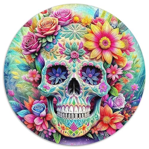 SchädelPuzzle 1000 Teil Für Erwachsene Rund HalloweenKreatives Herausforderndes Spielzeug-Geschenk1000pcs (67.5x67.5cm) von TDSNKAVHB