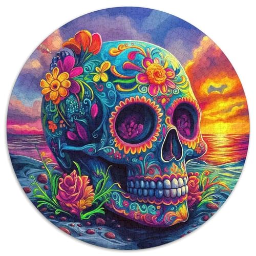 SchädelPuzzle 1000 Teil Für Erwachsene Rund HalloweenKreatives Herausforderungsspielzeug-Geschenk1000pcs (67.5x67.5cm) von TDSNKAVHB