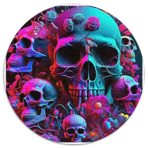 SchädelPuzzle 1000 Teile Für Erwachsene Rund HalloweenKreative Herausfordernde Familiendekorationen1000pcs (67.5x67.5cm) von TDSNKAVHB