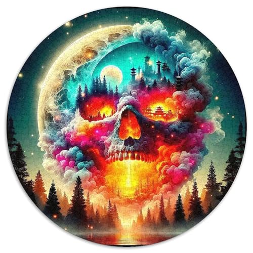 SchädelPuzzles 1000 Teil Für Erwachsene Und Kinder Rund Halloween DekorationenKreatives Herausforderungspuzzle-Spielzeug1000pcs (67.5x67.5cm) von TDSNKAVHB