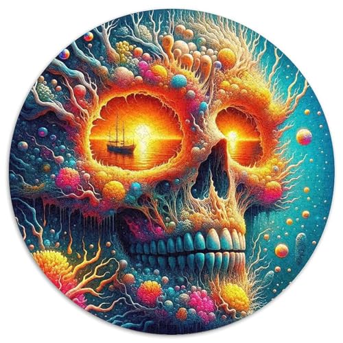 SchädelPuzzles 1000 Teile Für Erwachsene Und Kinder Rund HalloweenKreatives Herausforderndes Spielzeug-Geschenk1000pcs (67.5x67.5cm) von TDSNKAVHB