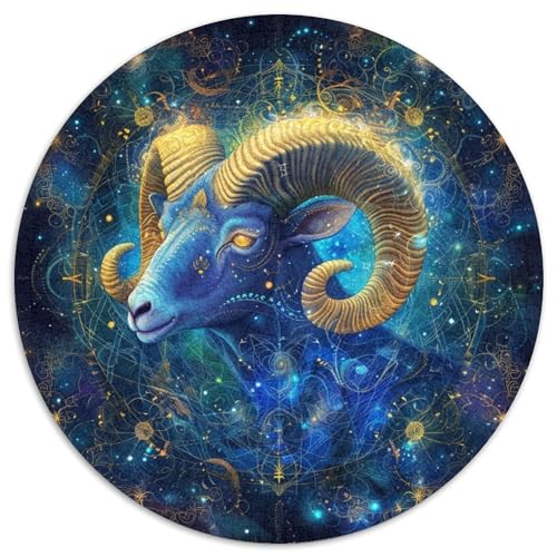 Schafe RamJigsaw Puzzles 1000 Piece for Adults Kids Round KonstellationCreative Challenge Family Decorations1000pcs (67.5x67.5cm) von TDSNKAVHB