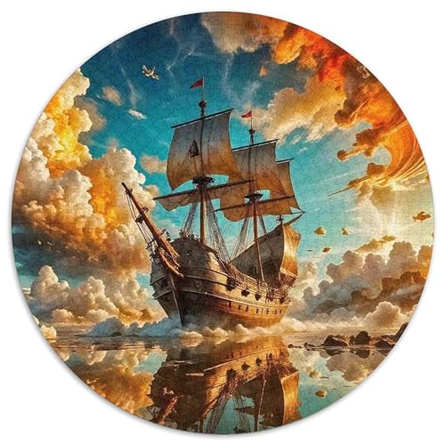 SchiffPuzzles 1000 Teil Für Erwachsene Rund LandschaftKreatives Herausforderndes Spielzeug-Geschenk1000pcs (67.5x67.5cm) von TDSNKAVHB