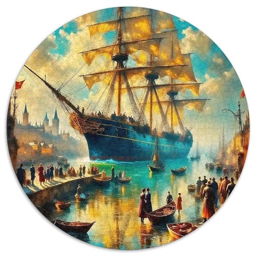 SchiffPuzzles 1000 Teile Für Erwachsene Rund HafenKreatives Herausforderndes Spielzeug-Geschenk1000pcs (67.5x67.5cm) von TDSNKAVHB