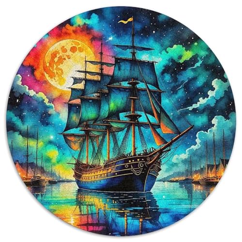 SchiffPuzzles 1000 Teile Für Erwachsene Rund LandschaftKreatives Herausforderndes Spielzeug-Geschenk1000pcs (67.5x67.5cm) von TDSNKAVHB
