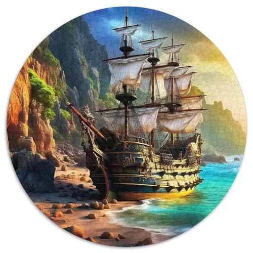 SchiffPuzzles 1000 Teile Für Erwachsene Rund SonnenuntergangKreatives Herausforderndes Spielzeug-Geschenk1000pcs (67.5x67.5cm) von TDSNKAVHB