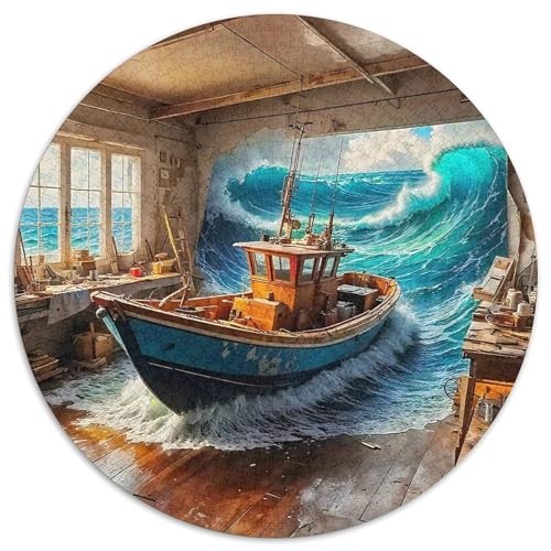 SchiffPuzzles 1000 Teile Für Erwachsene Und Kinder Rund FantasieKreatives Herausforderndes Spielzeug-Geschenk1000pcs (67.5x67.5cm) von TDSNKAVHB