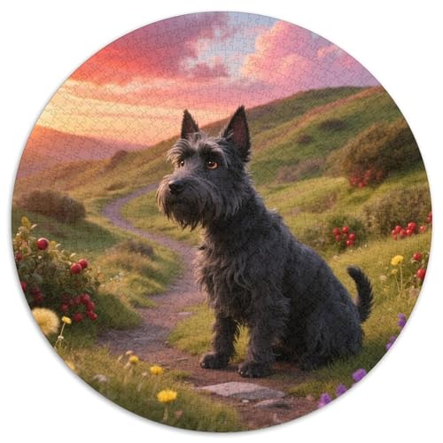 Schottischer TerrierJigsaw Puzzle 1000 Pieces for Adults Round niedlich HaustierCreative Challenging Family Decorations1000pcs (67.5x67.5cm) von TDSNKAVHB