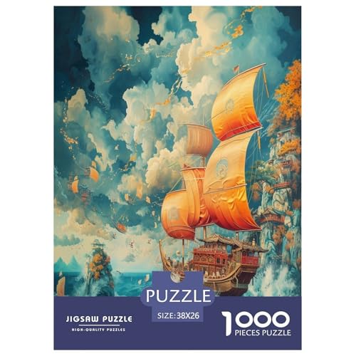 Segelschiff Puzzles 1000 Teile Schwer Puzzle Spielzeug Lernspiel Impossible Herausforderung Spielzeug Für Erwachsene Und Kinder in Bewährter 38x26cm/1000pcs von TDSNKAVHB