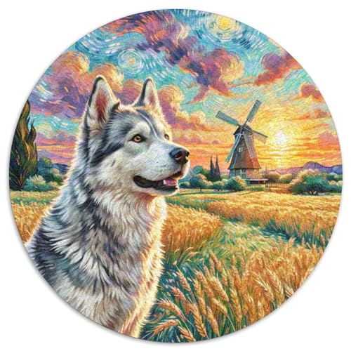 Sibirischer HuskyJigsaw Puzzle 1000 Piece for Adults Round spektakulärCreative Challenging Puzzle Toy1000pcs (67.5x67.5cm) von TDSNKAVHB