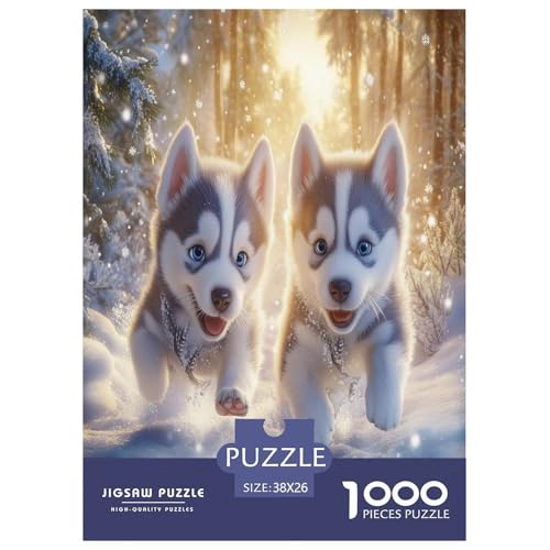 Sibirischer HuskyPuzzle 1000-teilige Schwer Puzzle Spielzeug Lernspiel Impossible Herausforderung Spielzeug Für Erwachsene Und Kinder Ab 14 Jahren 38x26cm/1000pcs von TDSNKAVHB