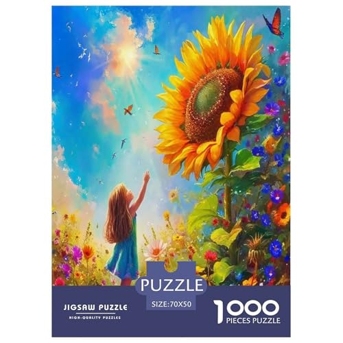 Sonnenblumen1000-teiliges Puzzle Für Erwachsene Und Kinder Bildungsspiele kleines MädchenSpaßig Und Herausfordernd Für Home Decoration Tolle Geschenkidee70x50cm/1000pcs von TDSNKAVHB
