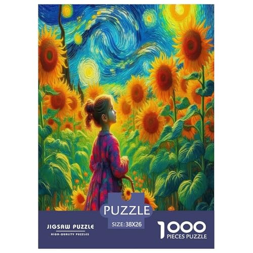 Sonnenblumen1000-teiliges Puzzle Für Erwachsene Und Kinder Familienspiel kleines MädchenHerausfordernd Für Home Decoration Tolle Geschenkidee38x26cm/1000pcs von TDSNKAVHB