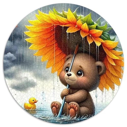 SonnenblumenPuzzle 1000 Teil Für Erwachsene Rund Kleiner BärKreative Herausfordernde Familiendekorationen1000pcs (67.5x67.5cm) von TDSNKAVHB