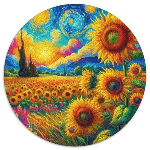 SonnenblumenPuzzle 1000 Teile Für Erwachsene Rund KunstKreatives Herausforderndes Puzzle-Spielzeug1000pcs (67.5x67.5cm) von TDSNKAVHB