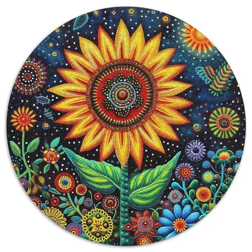 SonnenblumenPuzzle 1000 Teile Für Erwachsene Und Kinder Rund KunstKreative Herausforderungs-Familiendekorationen1000pcs (67.5x67.5cm) von TDSNKAVHB