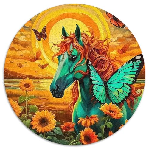 SonnenblumenPuzzle 1000 Teile Für Erwachsene Und Kinder Rund PferdKreatives Herausforderndes Spielzeug-Geschenk1000pcs (67.5x67.5cm) von TDSNKAVHB