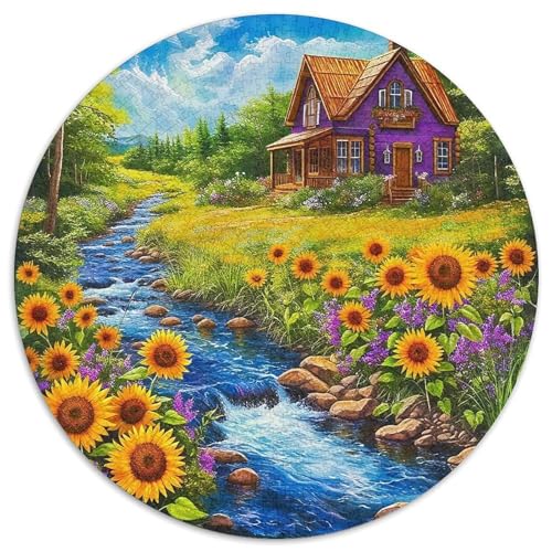 SonnenblumenPuzzles 1000 Teile Für Erwachsene Rund gemütlichKreatives Herausforderungsspielzeug-Geschenk1000pcs (67.5x67.5cm) von TDSNKAVHB