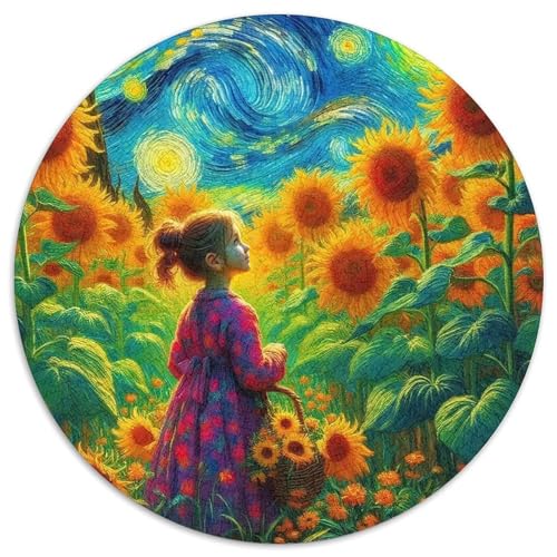 SonnenblumenPuzzles 1000 Teile Für Erwachsene Rund kleines MädchenKreative Herausforderungs-Familiendekorationen1000pcs (67.5x67.5cm) von TDSNKAVHB