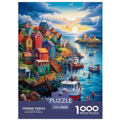 Sonnenuntergang über dem Hafen Puzzles 1000 Teile Schwer Puzzle Spielzeug Lernspiel Impossible Herausforderung Spielzeug Für Erwachsene Und Kinder in Bewährter 38x26cm/1000pcs von TDSNKAVHB