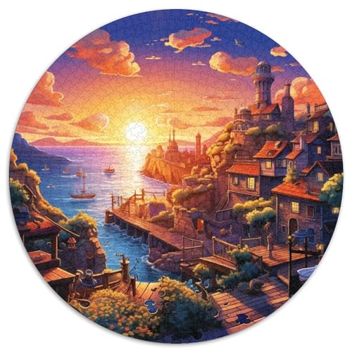 Sonnenuntergang über dem HafenJigsaw Puzzle 1000 Pieces for Adults Round SchönheitCreative Challenge Family Decorations1000pcs (67.5x67.5cm) von TDSNKAVHB
