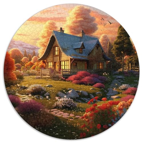 Süße LandschaftJigsaw Puzzles 1000 Piece for Adults Kids Round LogkabineCreative Challenge Family Decorations1000pcs (67.5x67.5cm) von TDSNKAVHB