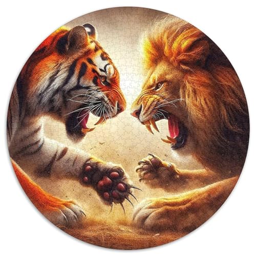 Tiger and LöwenPuzzles 1000 Teil Für Erwachsene Rund DuellKreative Herausfordernde Familiendekorationen1000pcs (67.5x67.5cm) von TDSNKAVHB