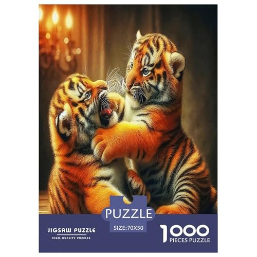 Tiger1000-teiliges Puzzle Für Erwachsene Und Kinder Familienspiel Süße TiereHerausfordernd Für Home Decoration Tolle Geschenkidee70x50cm/1000pcs von TDSNKAVHB
