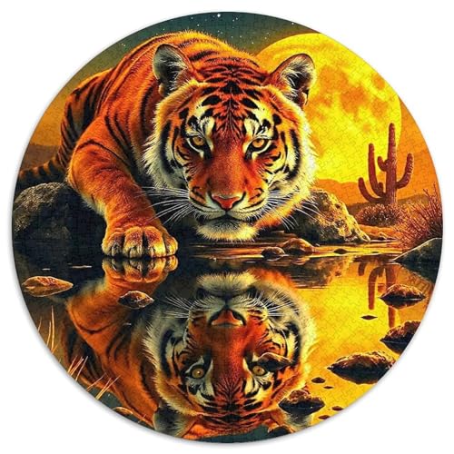 TigerPuzzle 1000 Teil Für Erwachsene Rund TierKreatives Herausforderndes Spielzeug-Geschenk1000pcs (67.5x67.5cm) von TDSNKAVHB