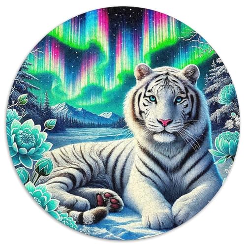 TigerPuzzle 1000 Teil Für Erwachsene Und Kinder Rund AuroraKreatives Herausforderungsspielzeug-Geschenk1000pcs (67.5x67.5cm) von TDSNKAVHB