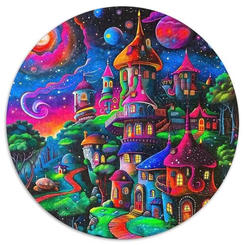 TraumschlossPuzzle 1000 Teil Für Erwachsene Und Kinder Rund Fantasie WeltKreatives Herausforderndes Puzzle-Spielzeug1000pcs (67.5x67.5cm) von TDSNKAVHB