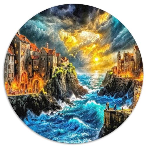TraumschlossPuzzles 1000 Teile Für Erwachsene Und Kinder Rund SonnenuntergangKreatives Herausforderndes Spielzeug-Geschenk1000pcs (67.5x67.5cm) von TDSNKAVHB