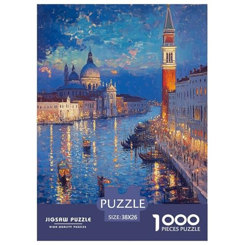 Venedig Wasserstadt Puzzle 1000 Teile Schwer Puzzle Spielzeug Pädagogisches Spiel Impossible Herausforderungsspielzeug Für Erwachsene Kinder 38x26cm/1000pcs von TDSNKAVHB