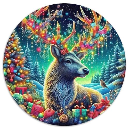 WeihnachtenPuzzles 1000 Teile Für Erwachsene Rund Weihnachten DeerKreatives Herausforderndes Puzzle-Spielzeug1000pcs (67.5x67.5cm) von TDSNKAVHB