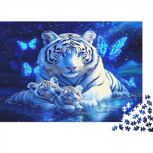 Weißer Tiger1000-teiliges Puzzle Für Erwachsene Und Kinder Bildungsspiele SchmetterlingSpaßig Und Herausfordernd Für Home Decoration Tolle Geschenkidee70x50cm/1000pcs von TDSNKAVHB