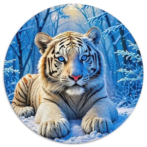 Weißer TigerPuzzle 1000 Teile Für Erwachsene Und Kinder Rund SchneeKreatives Herausforderungsspielzeug-Geschenk1000pcs (67.5x67.5cm) von TDSNKAVHB